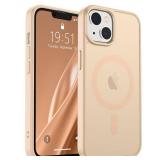 SUPFINE Magnetic for iPhone 14 Case & iPhone 13 Case (Compatible with MagSafe) (Military Grade Drop Protection) Slim Translucent Matte Shockproof Phone Cover,Sand Pink