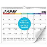 Dunwell 12x15 Wall Calendar 2026 (Colorful), Use Jan to Dec 2026, Large Lined 12 x 15 Monthly Calendar, Professional Styling for Home or Office, Premium Paper