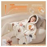 Bedsure Heated Blanket Wearable Shawl - Electric Wrap Poncho Blanket Hoodie for Adult, Winter Gifts for Mom Women Girlfriend, Warm Sherpa Heating Throw, Auto Shut Off, 55x64 inches, Printed Cat