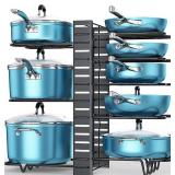 ORDORA Pots and Pans Organizer for Cabinet 16.61 Height, 8 Tier Pot Organizers Rack with 3 DIY Methods, Adjustable Pan Organizer under Cabinet Kitchen Organization and Storage
