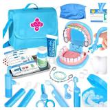 Dentist Playset for Boys with Oversized Pretend Teeth /Removable Teeth /Braces /Retainer - Kids Doctors Play Set - Teeth Model for Teaching - Role Play Toys for Kids 4-6 (Blue)