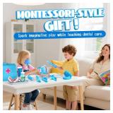 Dentist Playset for Boys with Oversized Pretend Teeth /Removable Teeth /Braces /Retainer - Kids Doctors Play Set - Teeth Model for Teaching - Role Play Toys for Kids 4-6 (Blue)