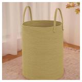 JMvicyroam Large Woven Laundry Basket Hamper,60L Cotton Rope Storage Bin for Blankets,Toys and Clothes,Decorative Tall Nursery Hamper for Living Room,Baby Nursery,Bathroom and Bedroom,Jute