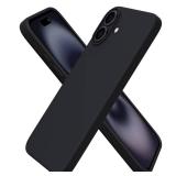 ORNARTO Compatible with iPhone 16 Plus Case 6.7, Slim Liquid Silicone 3 Layers Full Covered Soft Gel Rubber Phone Case Protective Cover 6.7 Inch, Black
