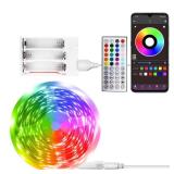 RUISHINE Battery Operated LED Strip Lights 20ft, Battery Powered LED Strip Lights for Bedroom Color Changing APP Remote, USB Led Lights for TV, Room, Kitchen, Party