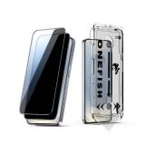 OneFish Privacy Screen Protector Designed Compatible with Samsung Galaxy S25, 9H Tempered Glass, Scratch Resistant Bubble Free, Easy Installation, Auto Dust-Elimination 2 Pack