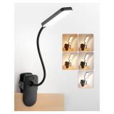 ReinHoo Clip on Light,9 Brightness+5 Color Rechargeable Desk Lamp,4000mAh Battery Operated Lights,450 Lumen 48 LED Desk Lamp with Clamp Light,Cordless Reading Lamps for Bed/Headboard/Bedside Table POW