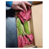 Jdsour Artificial Calla Lily Bridal Wedding Bouquet PU Latex Real Touch Flowers for Home Kitchen & Wedding Decorations-Burgundy