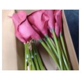 Jdsour Artificial Calla Lily Bridal Wedding Bouquet PU Latex Real Touch Flowers for Home Kitchen & Wedding Decorations-Burgundy