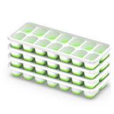 ChefAide Ice Cube Tray with Lid, 4 Packs 56 Cubes Durable Stackable Ice Cube Trays for Freezer with Removable Lids, Easy-Release Plastic & Silicone Ice Tray for Cocktail, Coffee