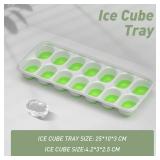 ChefAide Ice Cube Tray with Lid, 4 Packs 56 Cubes Durable Stackable Ice Cube Trays for Freezer with Removable Lids, Easy-Release Plastic & Silicone Ice Tray for Cocktail, Coffee