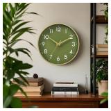 Mosewa Wall Clock 8 Inch, Battery Operated Silent Non-Ticking Modern Analog Clock Decorative for Kitchen, Bedroom, Office(Gold)