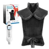 Heating Pad for Neck Shoulder and Back, Valentines Day Gifts for Her Him, Birthday Gift for Women Men Mom, Deeper Pain Relief,Large Weighted Heat Pad, ETL Certified, Gray