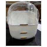 CANITORON Makeup Organizer,Skincare Organizer with 2 Drawers and Transparent Cover,Cosmetic Display Case for Vanity Organizer and Bathroom Countertop Storage.(White)