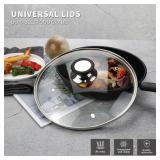 Tighall 9 Tempered Glass Lid with Steam Vent Hole Universal Pan Pot Clear Cookware Lid Replacement with Holder Knob, Stainless Steel Rim, Fits for Pots/Pan/Electric Pressure Cooker