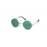 NEON NATION Circular Party Sunglasses Round Hippie Retro Shades with Colored Lenses (Silver frame w/Green Lens)