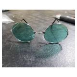NEON NATION Circular Party Sunglasses Round Hippie Retro Shades with Colored Lenses (Silver frame w/Green Lens)