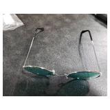 NEON NATION Circular Party Sunglasses Round Hippie Retro Shades with Colored Lenses (Silver frame w/Green Lens)
