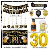Vlipoeasn 30th Birthday Decorations for Him, Cheers and Beers to 30 Years Decorations for Men, Happy 30th Birthday Decor Kit with Backdrop Banner, King Sash