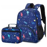 BTOOP Backpack for Kids Boys Girls Preschool Kindergarten Bookbag Set with Lunch Box Toddler School Bag (Dinosaurs-Spaceship)