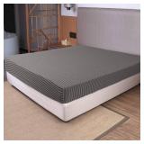 Twin Size Fitted Sheet Only - 4-Way Stretch Jersey Knit, T-Shirt Feeling & Ultra Soft, Wrinkle Free, Non-Slip & Snug Fit for Mattress (Deep: 5-16) - Gray & Black, Twin