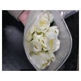 Beferr White Tulips Artificial Flowers 18Pcs Faux Silk Tulip Real Touch Tulip Fake Flowers Bouquets Arrangements for Mother