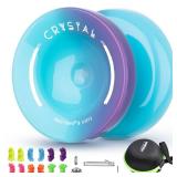 Yoyo Professional K2 Crystal Yo Yo, Responsive Yo-yo for Kids Beginners, Dual Purpose Yoyo for Adults Advanced + Unresponsive Yo-Yo Bearing + 12 Strings+Storage Bag + Bearing Tool ( Blue Purple)