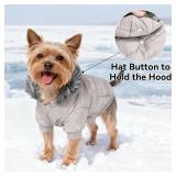 LESYPET Dog Coat for Small Dogs, Windproof Doggie Puffer Jacket with Leash Hole, Extra Warm Dog Jacket Winter Coat, Grey XXL