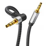 Nanxudyj AUX Cord 6ft,3.5mm Stereo Audio Cable 90 Degree Nylon Braided 3.5mm Male to Male Stereo Aux Cables Right Angle TRS Cable Portable Compatible for Headphone, car,Tablets, Speakers
