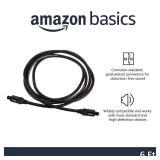 Amazon Basics Toslink Digital Optical Audio Cable, Multi-Channel, for Audio System, Sound Bar, Home Theatre, Gold-Plated Connectors, 6 Foot, Black