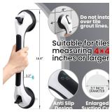 TAILI Shower Grab Bar Glow in The Dark, 2 Pack 16.8 in Grab Bars for Bathtubs and Showers, Shower Handle Shower Rail for Seniors and Elderly,Bathroom Safety Grip Removable No Drilling Waterproof Black