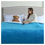 Fantico Heated Electric Blankets - Soft Flannel Heating Throw Electric Blanket with 6 Heat Settings Twin Size 62 x 84 Teal - Velvet & Sherpa