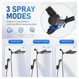 Seacity Wide Rain Shower Head With 5 Modes Handheld Showerheads, High Pressure Showerhead Combo with Extension Arm for Bathroom Accessories, Adjustable Shower Head with Anti-Clog Nozzles (Black)