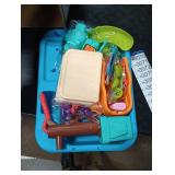 4-in-1 Play Kitchen Sink Toy Set with Running Water, Cutting Food Toys, Montessori Educational Pretend Play for Girls & Boys Ages 3+