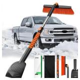 Zanch 2025 Upgrade Extendable 3-in-1 Car Snow Brush and Ice Scraper [45 Extendable Handle] with 360° Rotating Brush Head for Car Windshield Clear Snow, Ice and Frost, for All Cars/Truck/SUV