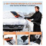Zanch 2025 Upgrade Extendable 3-in-1 Car Snow Brush and Ice Scraper [45 Extendable Handle] with 360° Rotating Brush Head for Car Windshield Clear Snow, Ice and Frost, for All Cars/Truck/SUV