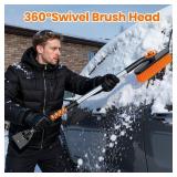 WeenthAvenue 33in Extendable Snow Brush and Ice Scraper for Car Windshield, 2-in-1 with 360° Pivoting Brush Head and Comfortable Foam Grip for SUV Trucks Sedans, Orange