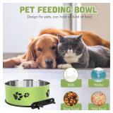 Dog Crate Water Bowl, ShineMe 54oz & 34oz Stainless Steel No Spill Crate Food and Water Bowl, Kennel Bowls Mountable for Medium and Large Dogs, Cats and Pets, Set of 2, PINK (7.1x2.9 & 6.2x2.6