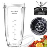 [New Model] Replacement 7 Fins Male Blade&24oz Blender Cup Compatible For Nutri Ninja Blender [4 Inch Male 7 Fins Blade]
