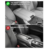 KBH Center Console Armrest Cover for Toyota Highlander 2020 2021 2022 2023 2024 2025, Arm Rest Lid Accessories Cushion Pad, Anti-Scratch, Black