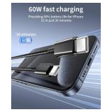 USB C to USB C Cable, 5Pack 6FT 60W(3.1A) Nylon Braided USB C Charger Cable for for iPhone 17/ iPhone 16/16 Plus/16 Pro Max/15/15 Plus/15 Pro Max, MacBook Pro, iPad Pro Air,Samsung S24/S24 Ultra/S23