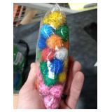 Jeffdad 100 Pcs Glitter Pom Pom Balls 1 inch, Assorted Sparkle Glitter Pom Poms Balls for Arts Craft Soft and Fluffy Craft Pompoms for Crafts DIY Decorations Multicolored