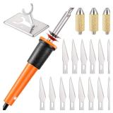 Honoson 19 Pieces Electric Hot Knife Cutter Tool, Multipurpose Hot Knife Stencil Cutter with Metal Stand, 14 Blades, 3 Chuck Sleeves for Cutting Carving(Orange)