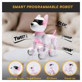 Top Race Pink Robot Dog - Remote Control Toy with Touch Function - Interactive Smart Pet with Voice Commands, Dancing, Animal Sounds - Robotic Puppy for Kids, 3 Years Up