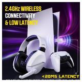 WolfLawS Wireless Gaming Headset with Noise Canceling Microphone for PS5, PC, PS4, 2.4G/Bluetooth Gaming Headphones with USB and Type-c Connector, Wired Mode for Controller Gamecube
