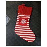 Anshome Large Christmas Stockings, Knitted Xmas Stockings Fireplace Hanging Xmas Stockings Decoration Red Stripe Snowflake Knitted Hanging Stockings Ornaments for Family Holiday Season Decor