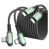 Kobilar 10ft USB C to USB C Cable, Type C Charger Cord Right Angle 2pack, 60W Fast Charger USB C 90 Degree for iPhone 15/16 Pro Max Plus, iPad Pro, USB C Cable for Samsung S24 S23 S22