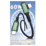 Kobilar 10ft USB C to USB C Cable, Type C Charger Cord Right Angle 2pack, 60W Fast Charger USB C 90 Degree for iPhone 15/16 Pro Max Plus, iPad Pro, USB C Cable for Samsung S24 S23 S22