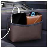 JEYODA Car Seat Side Storage Pocket, Small Organizer,PU Leather Multifunctional Console Side Organizer Bag for Phone, keys, sunglass,wallet,ect (Brown)