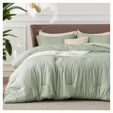 Bedsure Queen Comforter Set - Celadon Green Soft Bedding for All Seasons, Cationic Dyed Bed Set, 3 Pieces, 1 Queen Size Comforter (90x90) and 2 Pillow Shams (20x26+2)